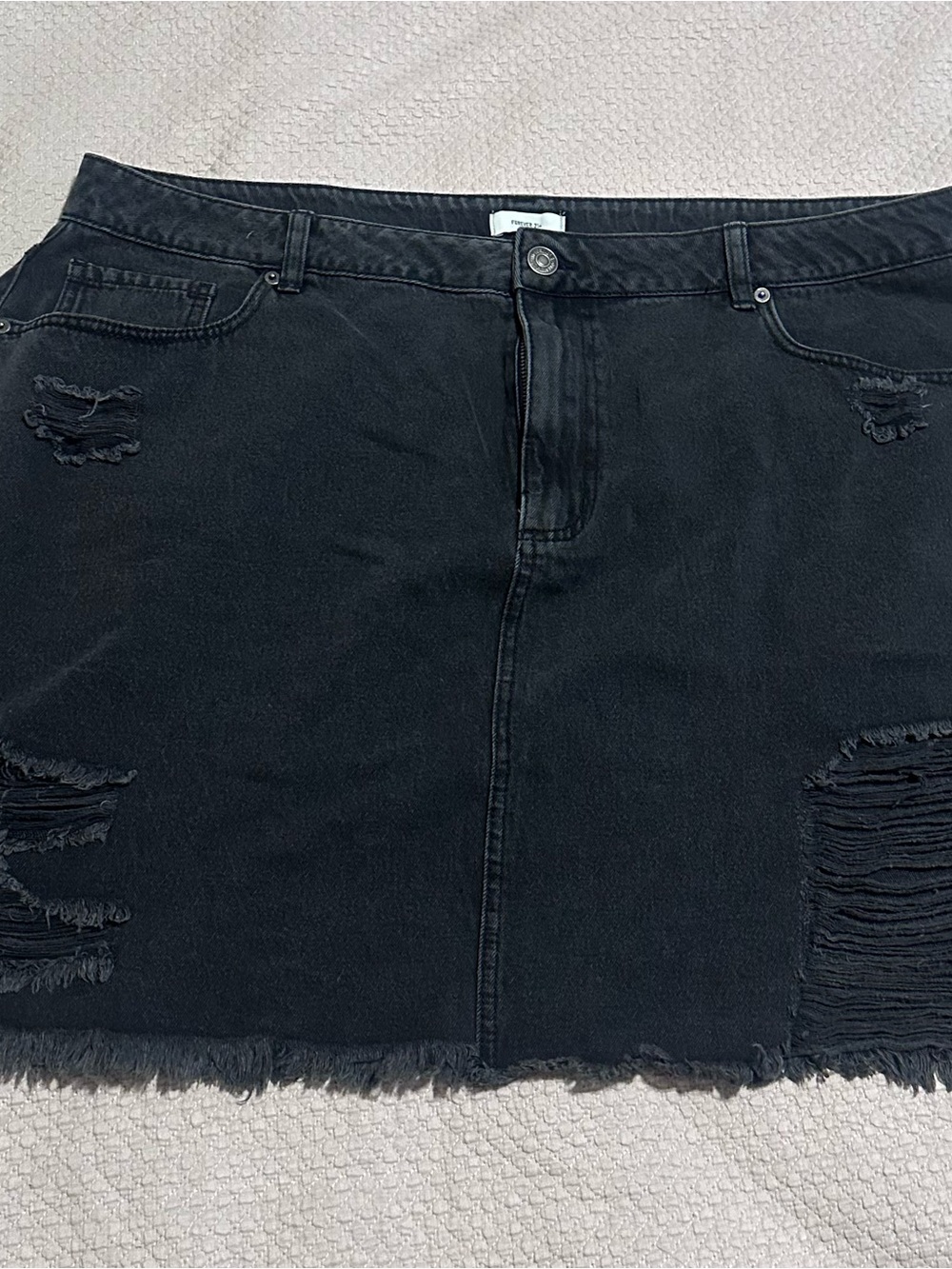 Forever 21 plus 3x Black Distressed Denim Mini Skirt